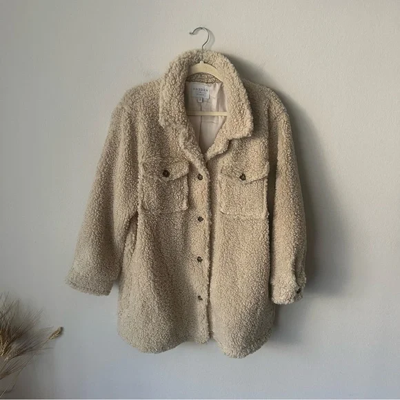Hayden Sherpa Button Shaket in Cream Large - Picture 13 of 14